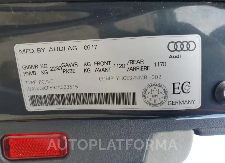 AUDI A5 PRESTIG 2018 vin WAUCNCF59JA023515 from auto auction Copart