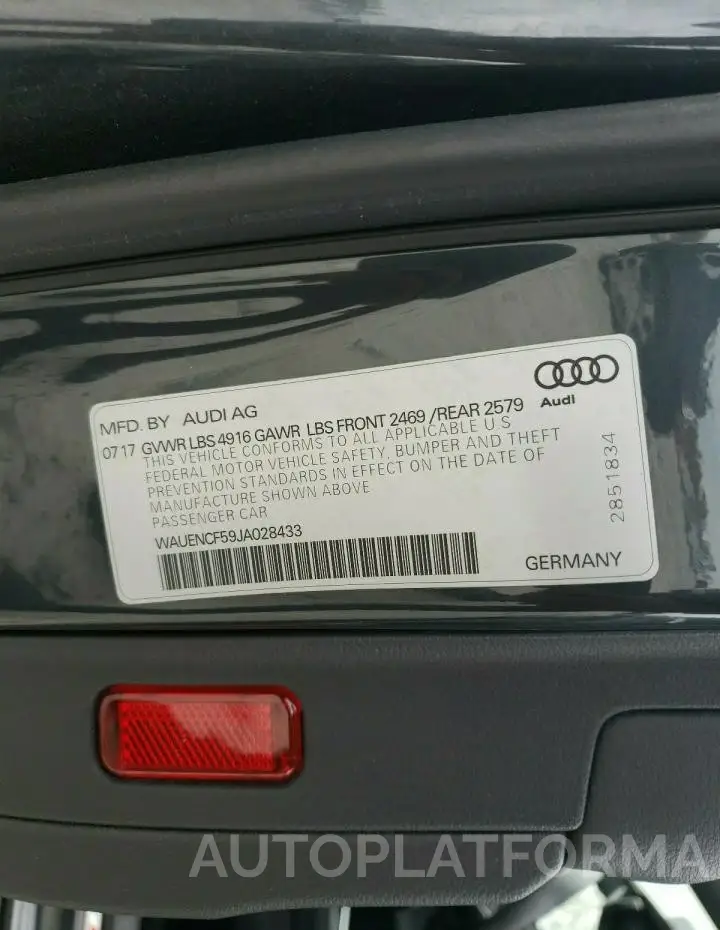 AUDI A5 PREMIUM 2018 vin WAUENCF59JA028433 from auto auction Copart