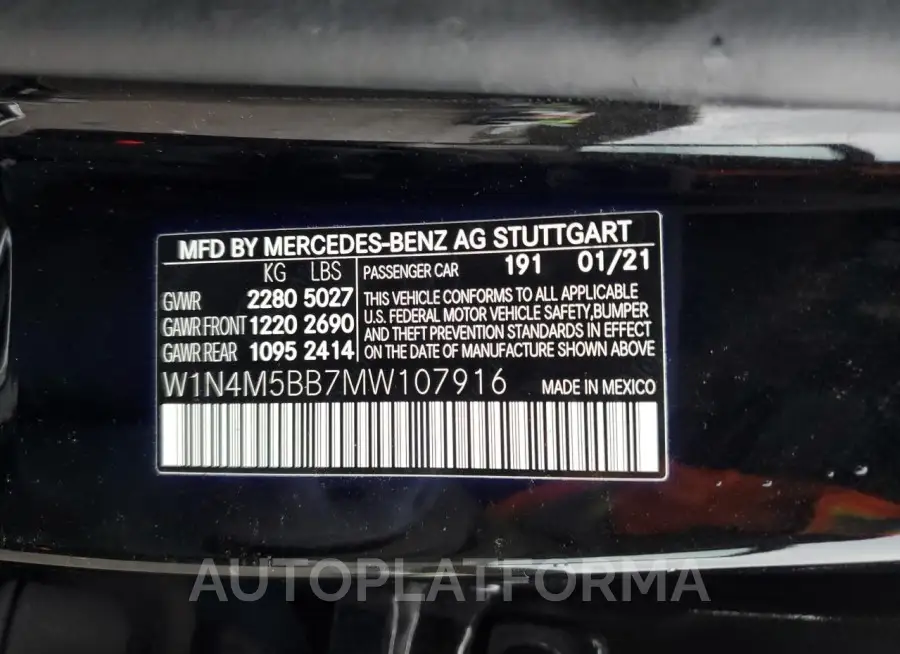 MERCEDES-BENZ GLB AMG 35 2021 vin W1N4M5BB7MW107916 from auto auction Copart