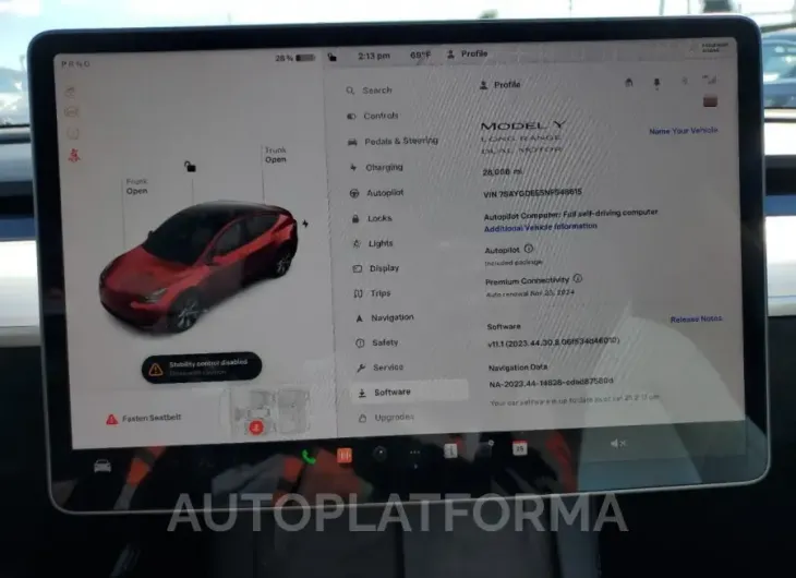 TESLA MODEL Y 2022 vin 7SAYGDEE5NF548615 from auto auction Copart