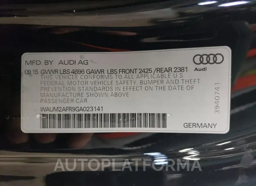 AUDI A5 PREMIUM 2016 vin WAUM2AFR9GA023141 from auto auction Copart