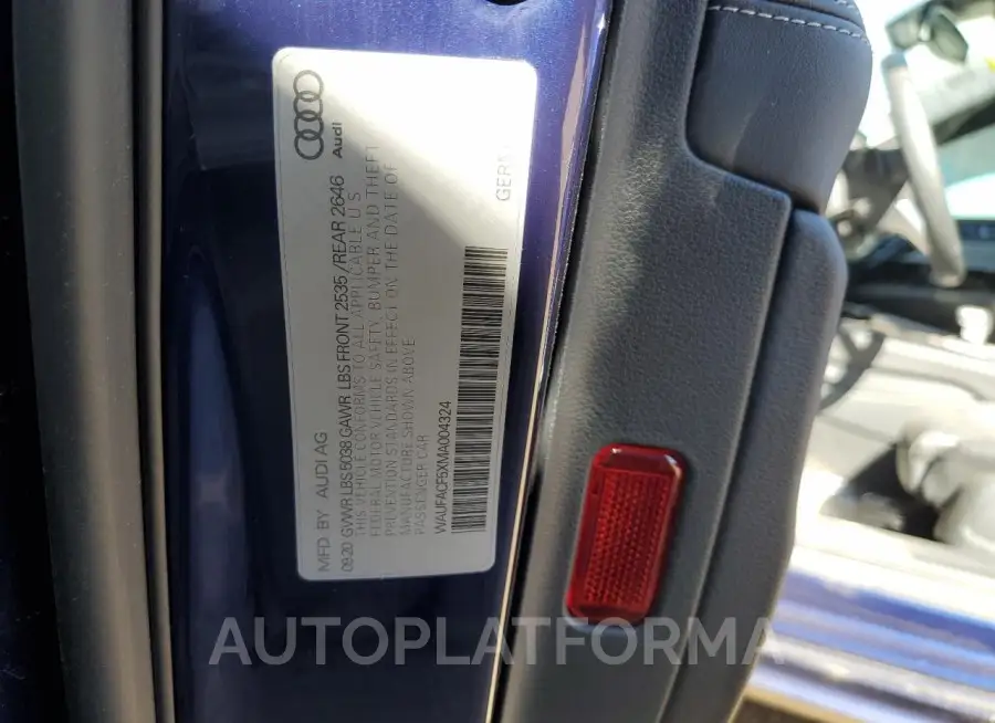 AUDI A5 PREMIUM 2021 vin WAUFACF5XMA004324 from auto auction Copart