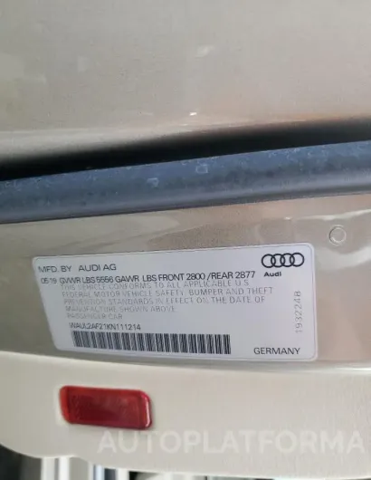 AUDI A6 PREMIUM 2019 vin WAUL2AF21KN111214 from auto auction Copart