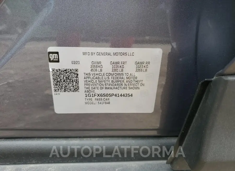 CHEVROLET BOLT EV 2L 2023 vin 1G1FX6S05P4144354 from auto auction Copart