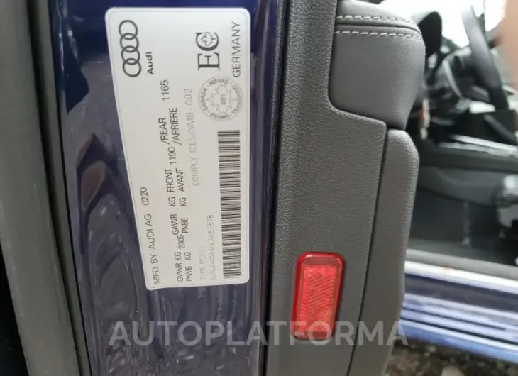 AUDI S4 PREMIUM 2020 vin WAUA4AF40LA051518 from auto auction Copart