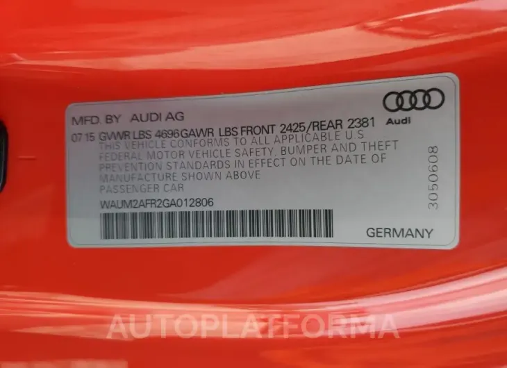 AUDI A5 PREMIUM 2016 vin WAUM2AFR2GA012806 from auto auction Copart