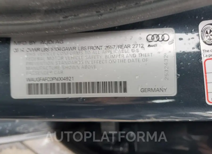 AUDI A6 PREMIUM 2015 vin WAUGFAFC0FN004921 from auto auction Copart