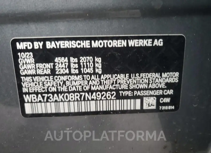 BMW 228XI 2024 vin WBA73AK08R7N49262 from auto auction Copart