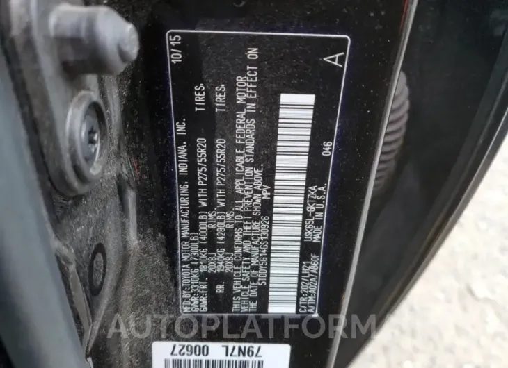 TOYOTA SEQUOIA PL 2016 vin 5TDDY5G14GS130926 from auto auction Copart