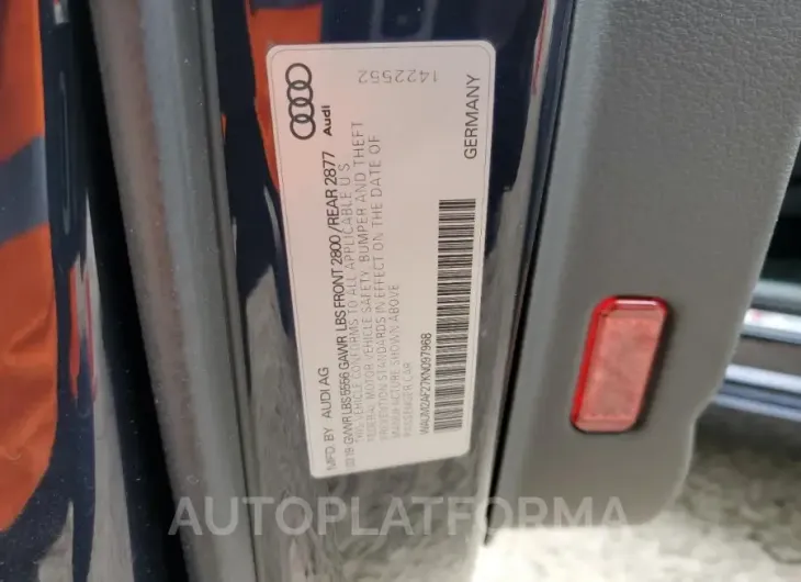 AUDI A6 PRESTIG 2019 vin WAUM2AF27KN097968 from auto auction Copart