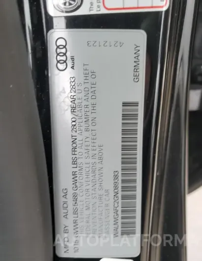 AUDI A7 PREMIUM 2016 vin WAUWGAFC2GN089383 from auto auction Copart