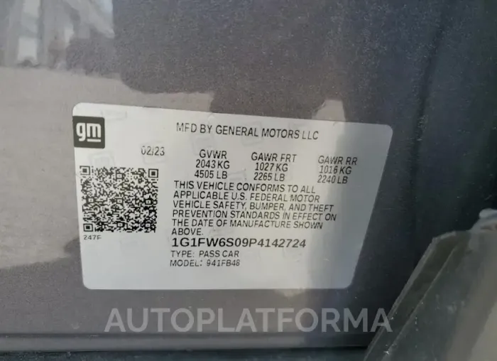 CHEVROLET BOLT EV 1L 2023 vin 1G1FW6S09P4142724 from auto auction Copart