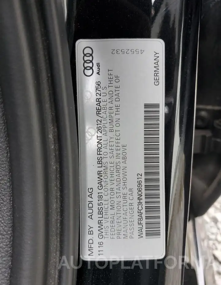 AUDI A6 PREMIUM 2017 vin WAUF8AFC3HN069612 from auto auction Copart