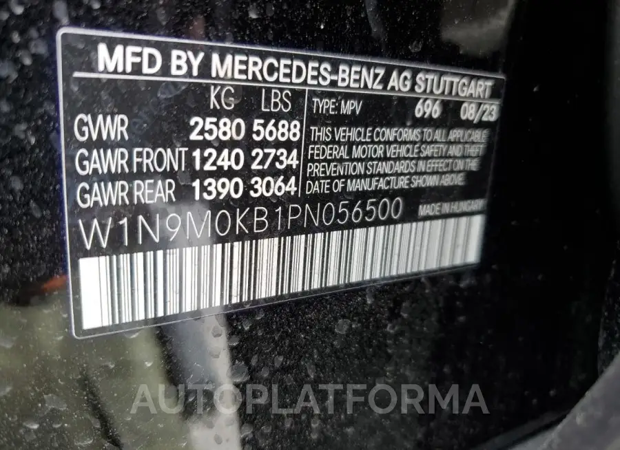 MERCEDES-BENZ EQB 300 4M 2023 vin W1N9M0KB1PN056500 from auto auction Copart