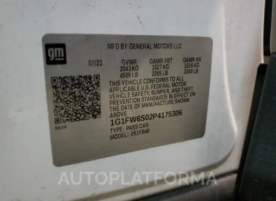 CHEVROLET BOLT EV 1L 2023 vin 1G1FW6S02P4175306 from auto auction Copart