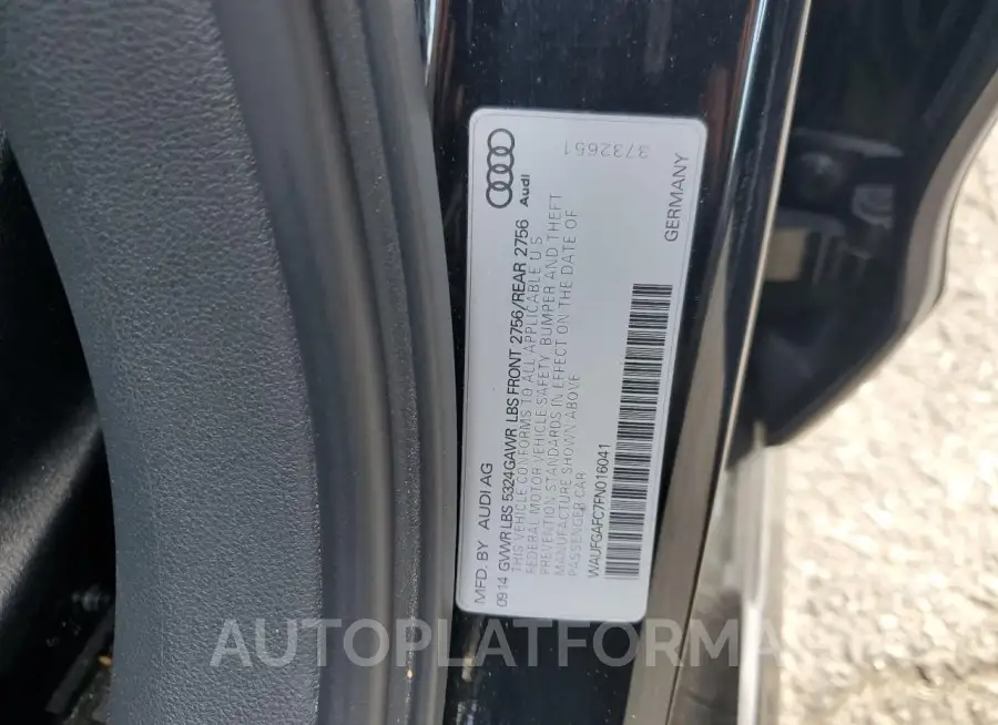 AUDI A6 PREMIUM 2015 vin WAUFGAFC7FN016041 from auto auction Copart