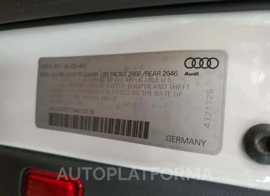 AUDI S5 PREMIUM 2021 vin WAUC4CF57MA013119 from auto auction Copart