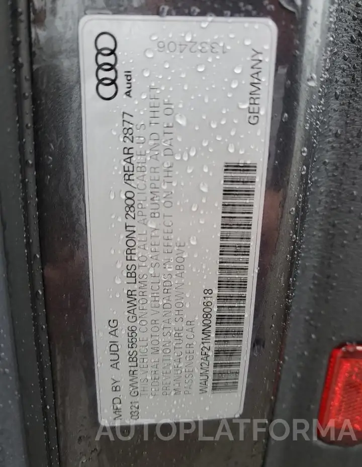 AUDI A6 PRESTIG 2021 vin WAUM2AF21MN080618 from auto auction Copart