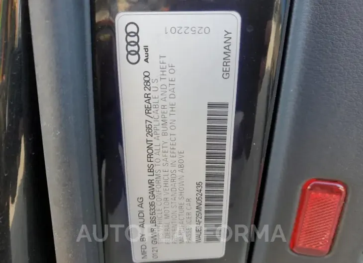 AUDI A6 PREMIUM 2021 vin WAUE3AF25MN052435 from auto auction Copart