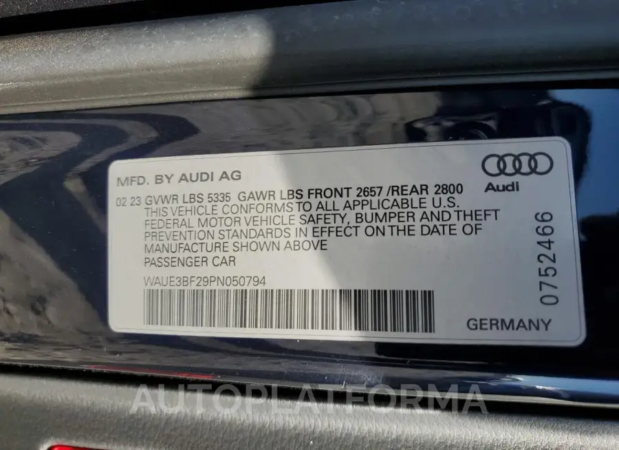 AUDI A6 PREMIUM 2023 vin WAUE3BF29PN050794 from auto auction Copart