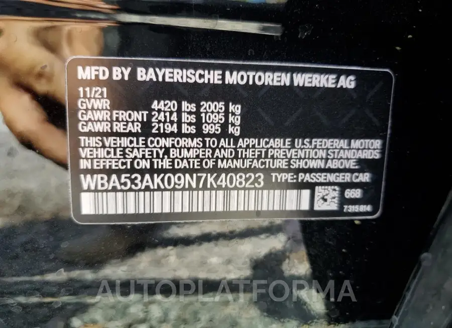 BMW 228I 2022 vin WBA53AK09N7K40823 from auto auction Copart