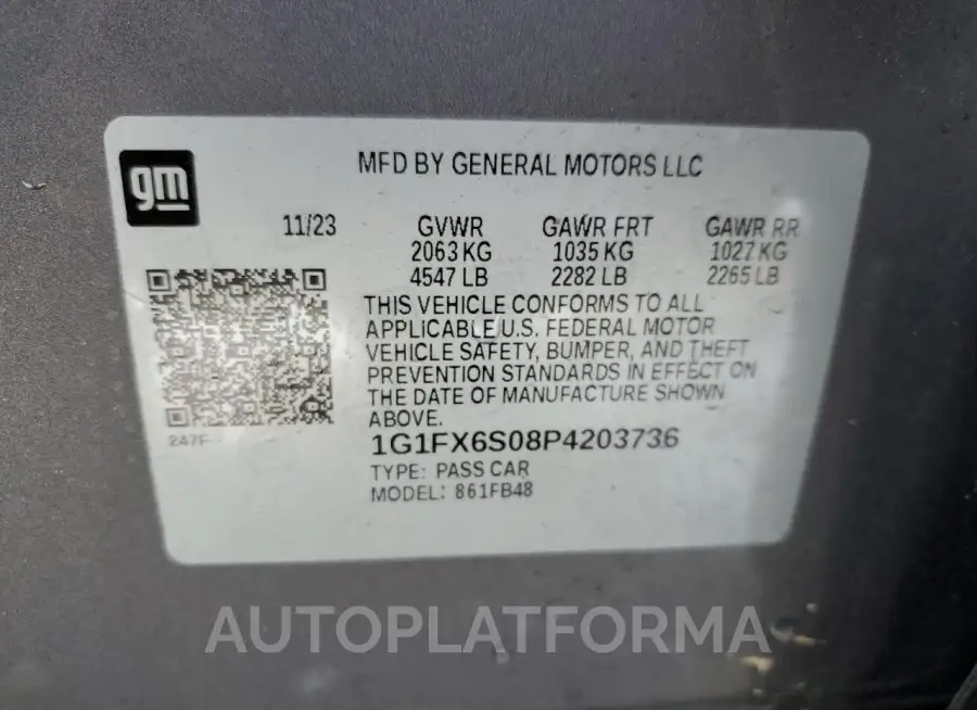 CHEVROLET BOLT EV 2L 2023 vin 1G1FX6S08P4203736 from auto auction Copart