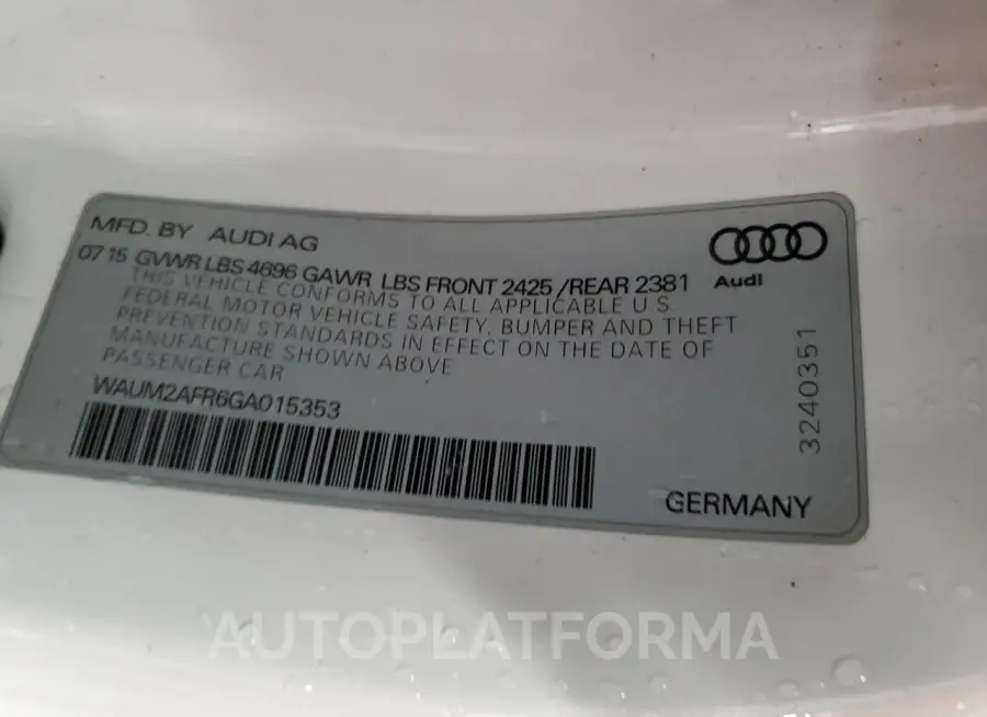 AUDI A5 PREMIUM 2016 vin WAUM2AFR6GA015353 from auto auction Copart