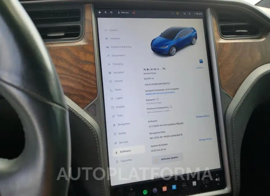 TESLA MODEL X 2019 vin 5YJXCBE2XKF192723 from auto auction Copart