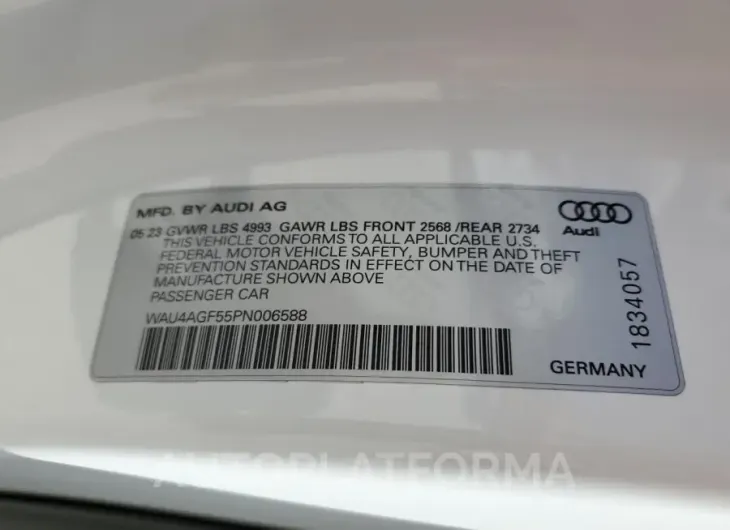 AUDI A5 PREMIUM 2023 vin WAU4AGF55PN006588 from auto auction Copart