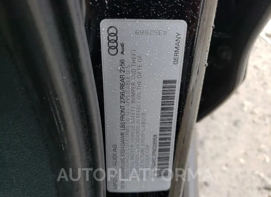 AUDI A6 PREMIUM 2015 vin WAUFGAFC1FN028959 from auto auction Copart