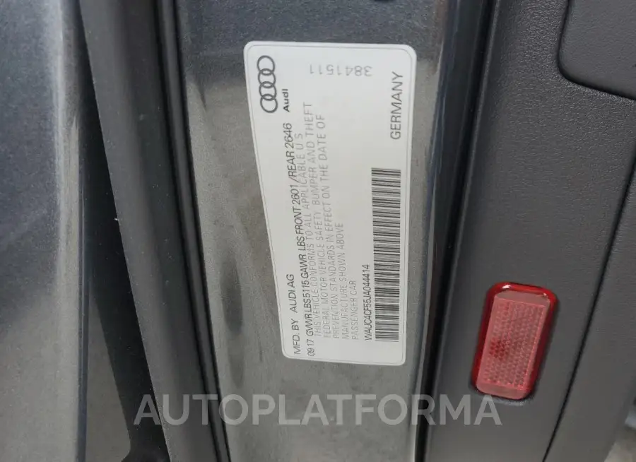 AUDI S5 PRESTIG 2018 vin WAUC4CF55JA044414 from auto auction Copart