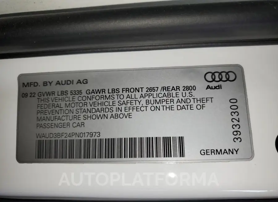 AUDI A6 PREMIUM 2023 vin WAUD3BF24PN017973 from auto auction Copart