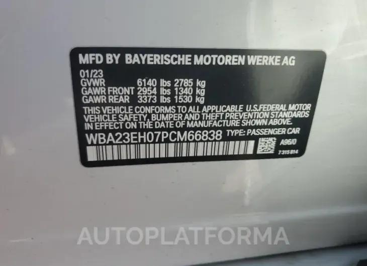 BMW 740 I 2023 vin WBA23EH07PCM66838 from auto auction Copart