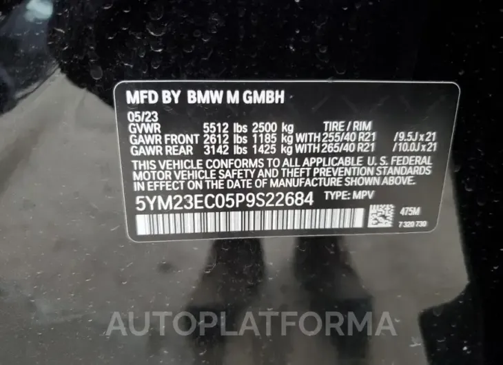 BMW X4 M 2023 vin 5YM23EC05P9S22684 from auto auction Copart