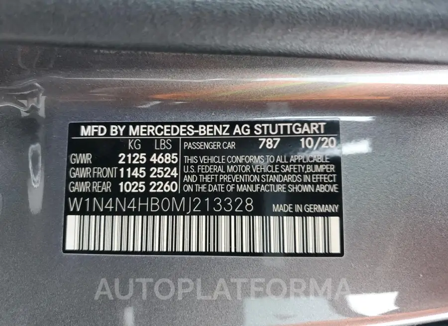 MERCEDES-BENZ GLA 250 4M 2021 vin W1N4N4HB0MJ213328 from auto auction Copart