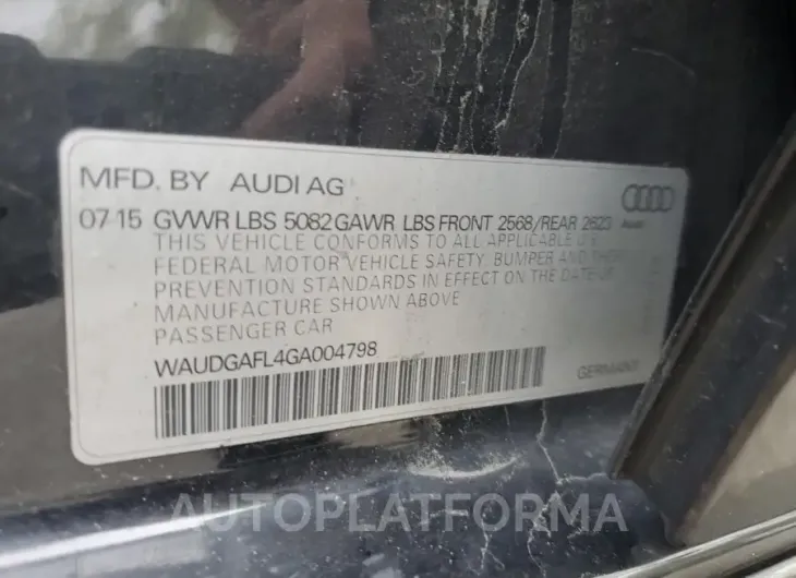 AUDI S4 PREMIUM 2016 vin WAUDGAFL4GA004798 from auto auction Copart