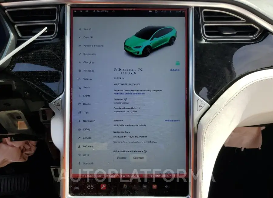 TESLA MODEL X 2017 vin 5YJXCBE23HF041361 from auto auction Copart