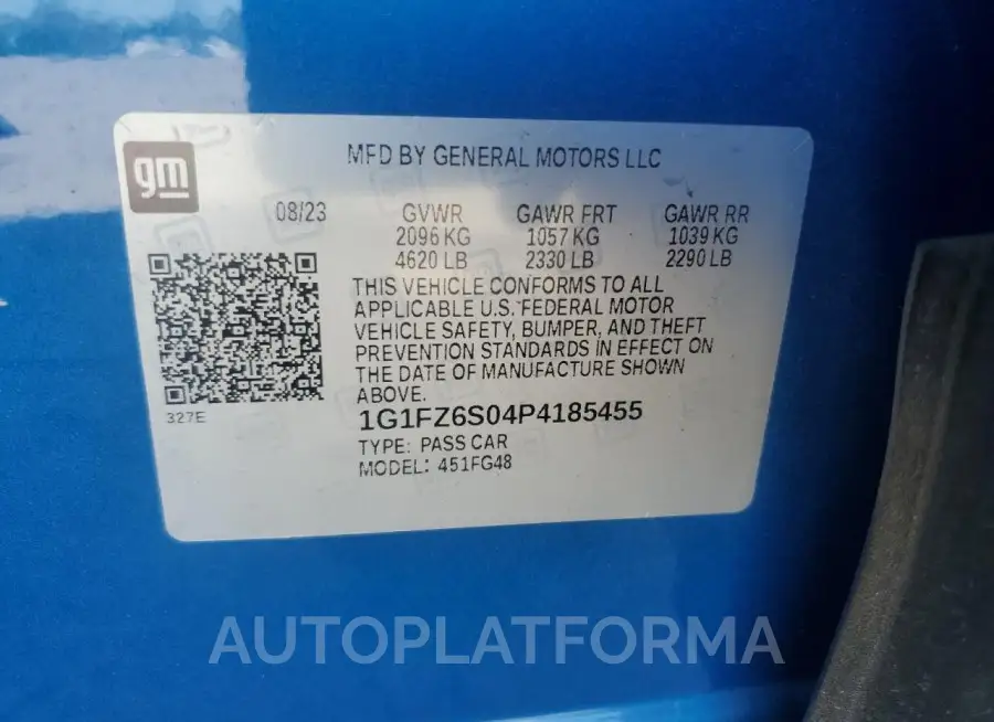 CHEVROLET BOLT EUV P 2023 vin 1G1FZ6S04P4185455 from auto auction Copart