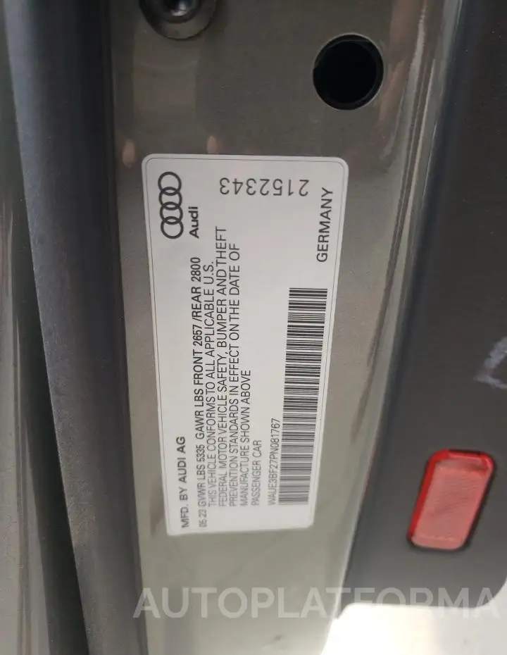 AUDI A6 PREMIUM 2023 vin WAUE3BF27PN081767 from auto auction Copart