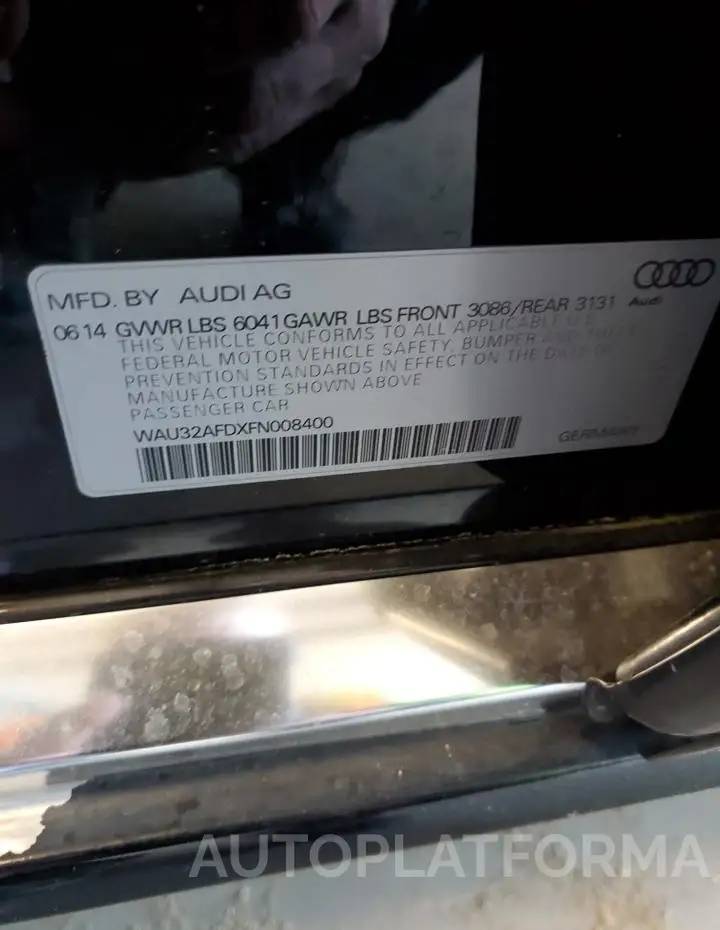 AUDI A8 L QUATT 2015 vin WAU32AFDXFN008400 from auto auction Copart