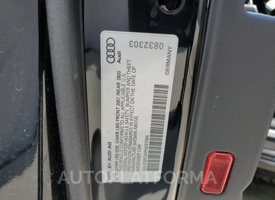 AUDI A6 PREMIUM 2024 vin WAUE3BF20RN037094 from auto auction Copart