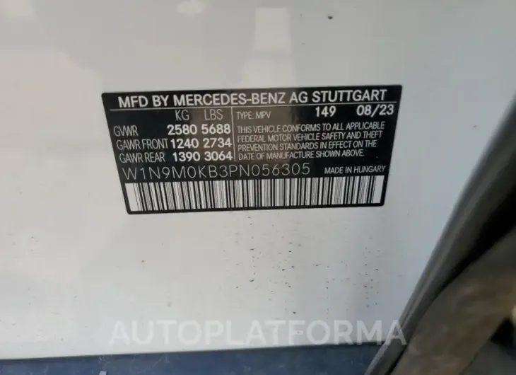 MERCEDES-BENZ EQB 300 4M 2023 vin W1N9M0KB3PN056305 from auto auction Copart