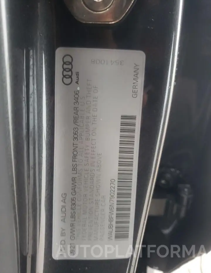 AUDI RS E-TRON 2022 vin WAUBHBFW6N7902270 from auto auction Copart