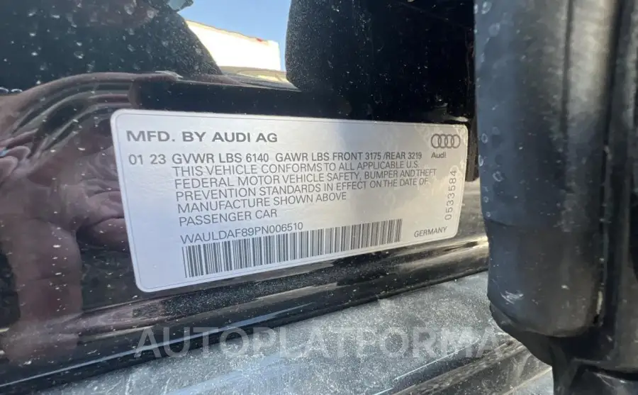 AUDI A8 L 2023 vin WAULDAF89PN006510 from auto auction Copart