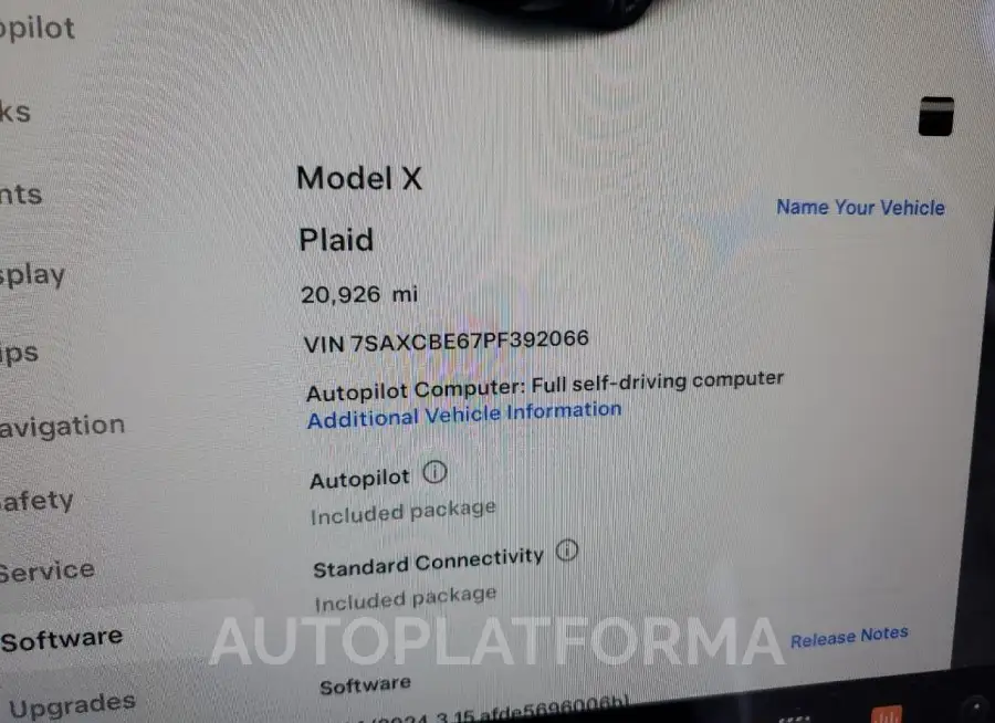 TESLA MODEL X 2023 vin 7SAXCBE67PF392066 from auto auction Copart