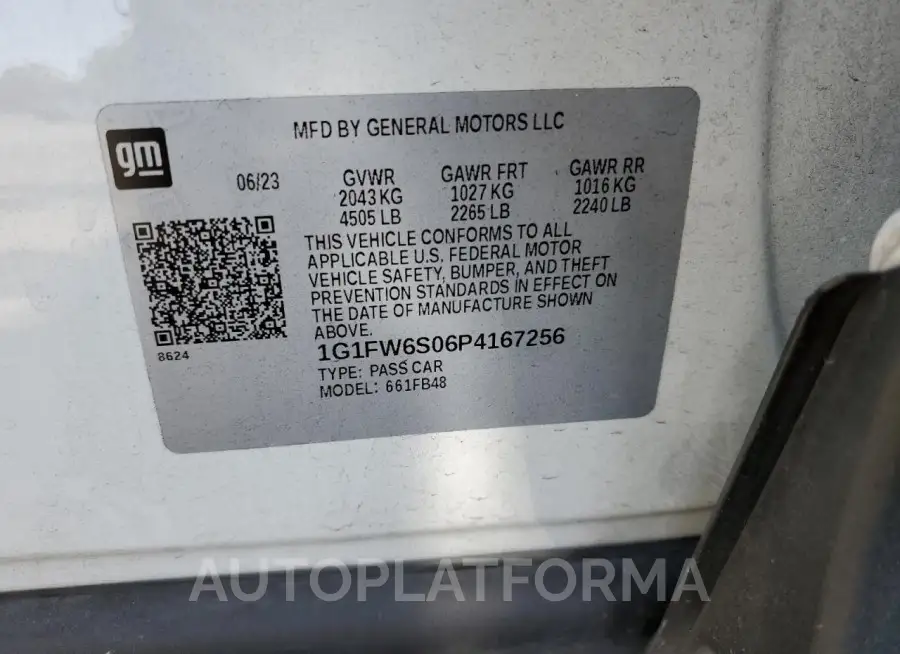 CHEVROLET BOLT EV 1L 2023 vin 1G1FW6S06P4167256 from auto auction Copart