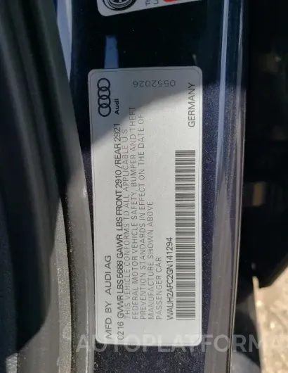 AUDI S6 PRESTIG 2016 vin WAUH2AFC2GN141294 from auto auction Copart