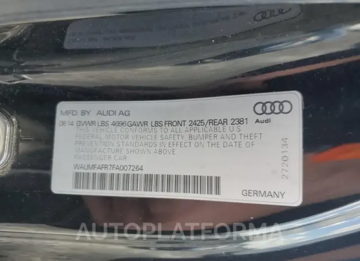 AUDI A5 PREMIUM 2015 vin WAUMFAFR7FA007264 from auto auction Copart