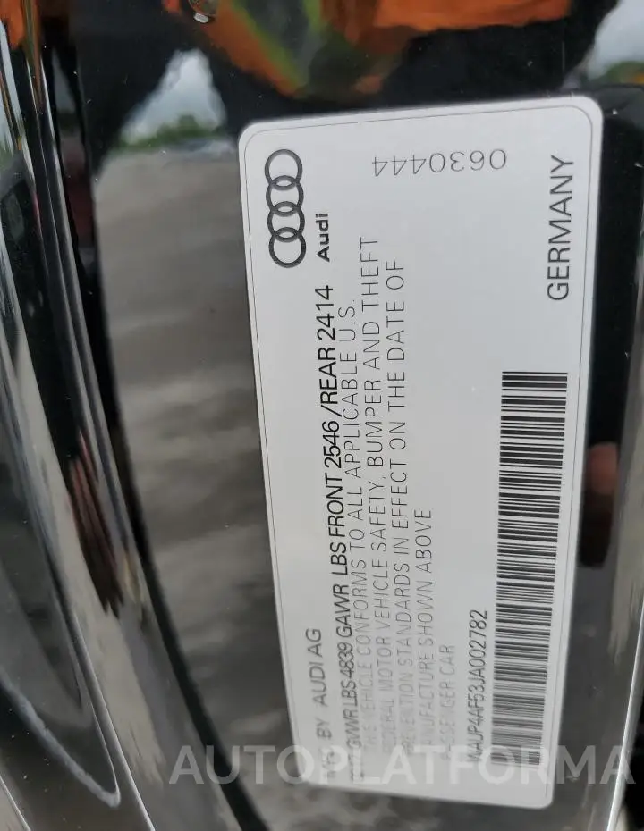 AUDI S5 PREMIUM 2018 vin WAUP4AF53JA002782 from auto auction Copart