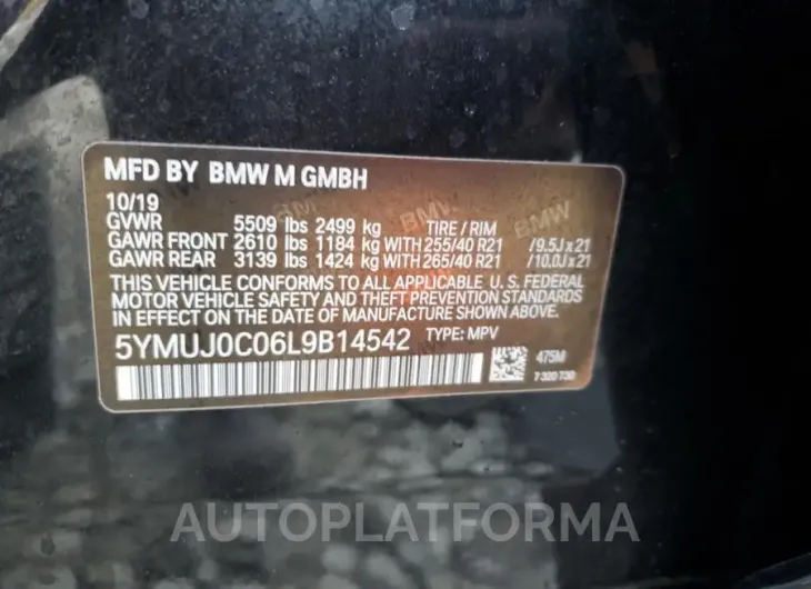 BMW X4 M COMPE 2020 vin 5YMUJ0C06L9B14542 from auto auction Copart